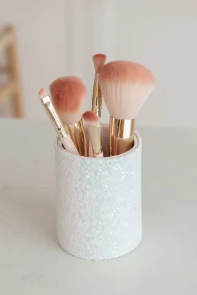 Simply Dazzled Storage and Brush Set in White