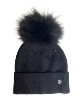 Sparkle Pom Pom Hat Black