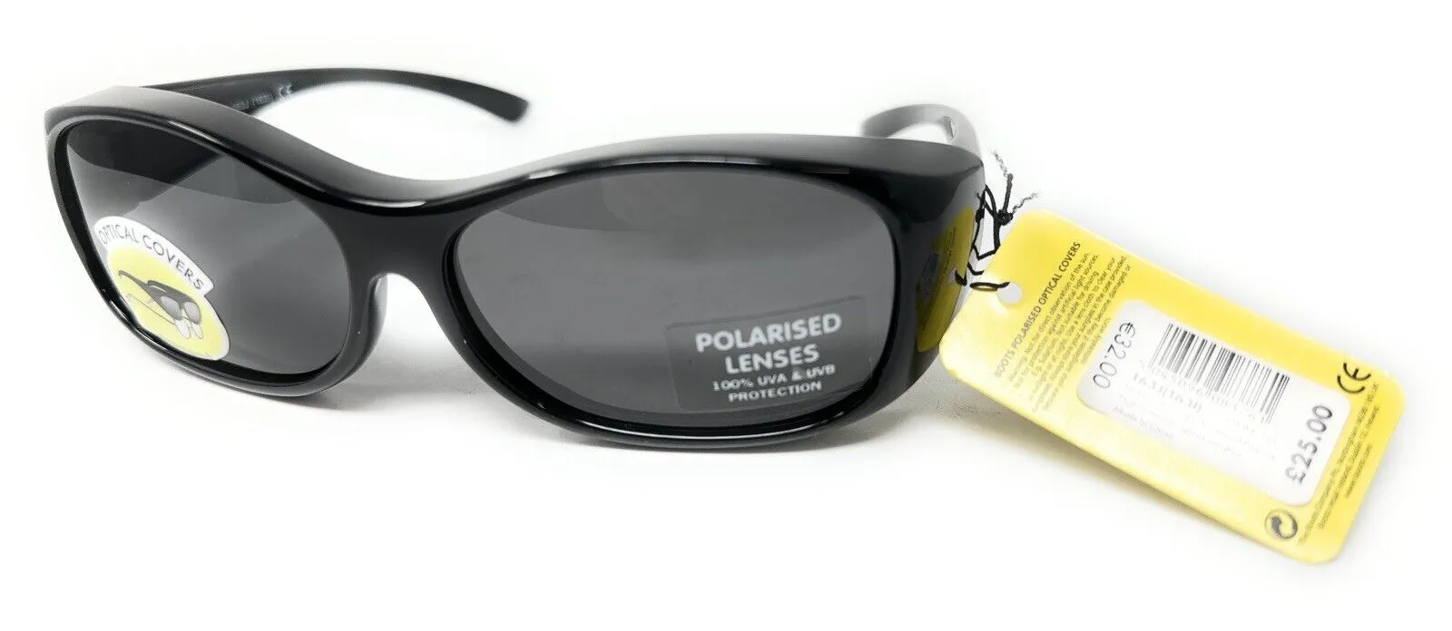 Sunglasses that fit over prescription glasses Polarised Optical Covers Black 163J