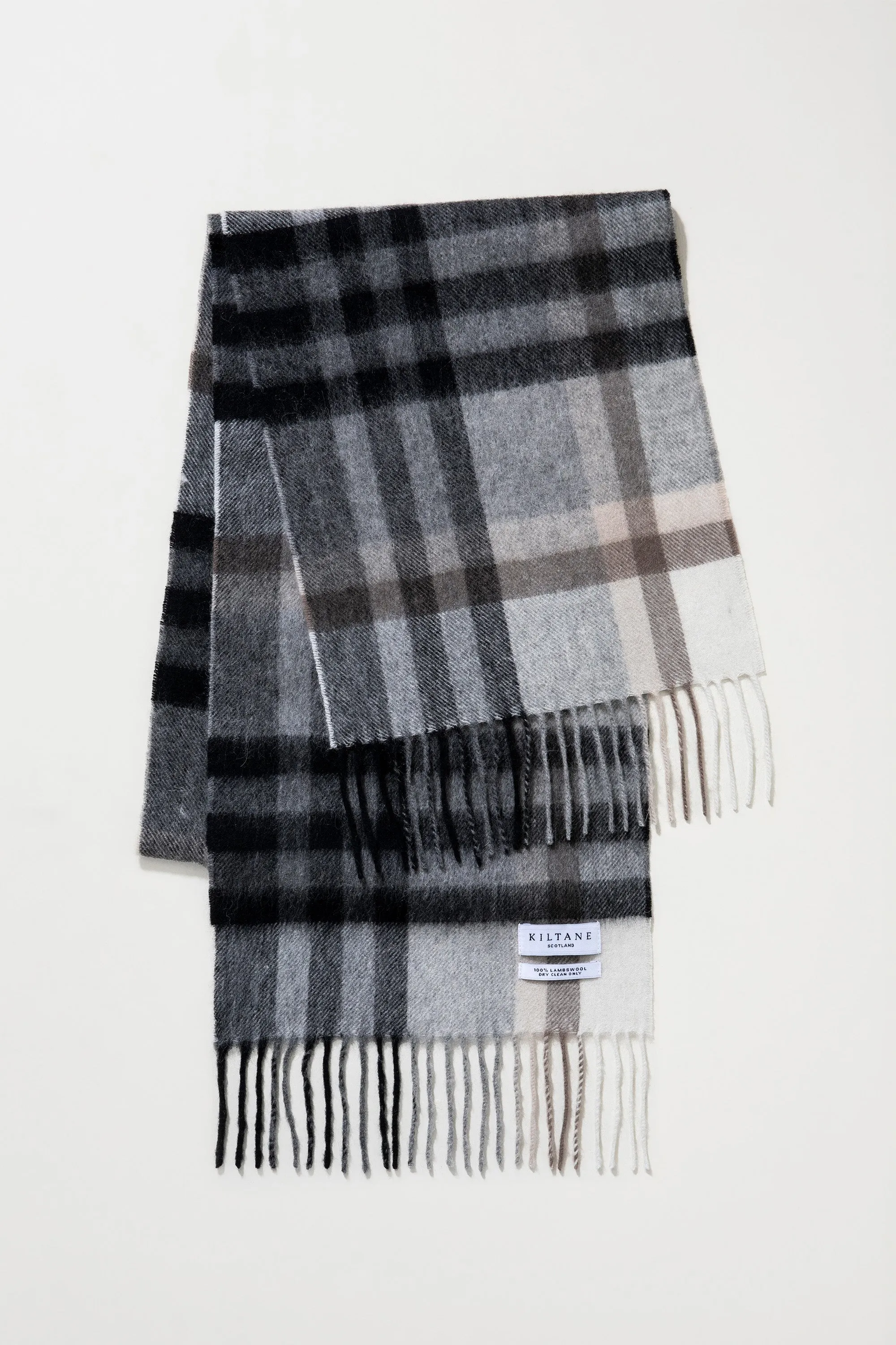 Tartan 2 Lambswool Scarf - Black Grey