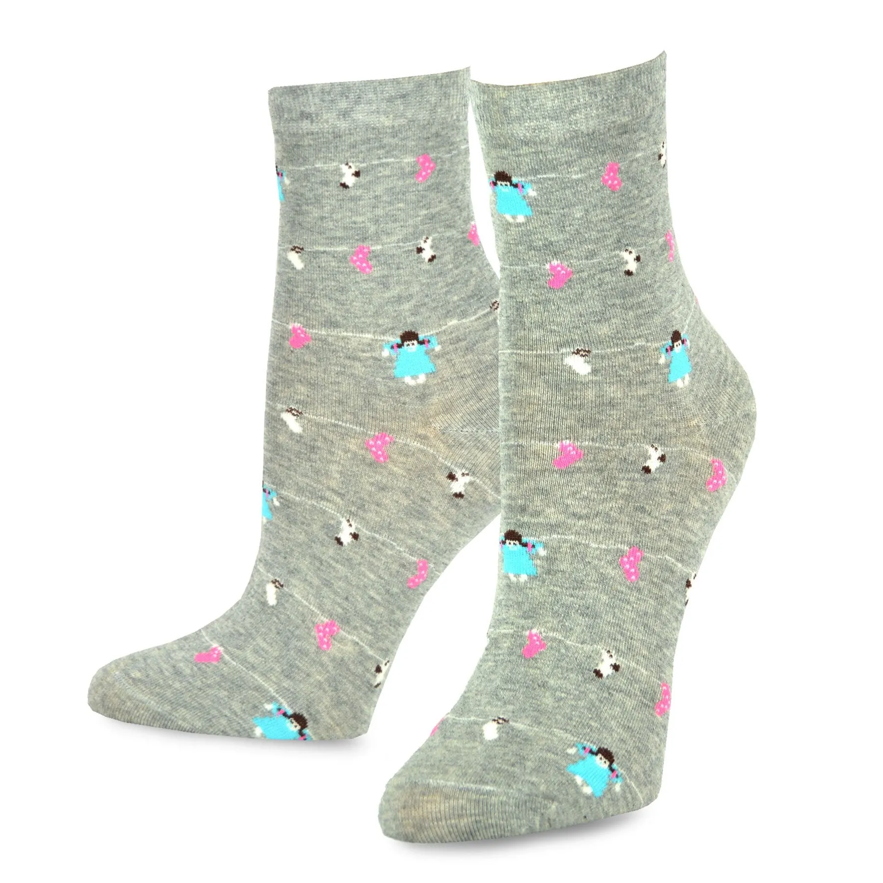 TeeHee Socks Women's Casual Cotton Crew Hanging Socks 5-Pack (11913)