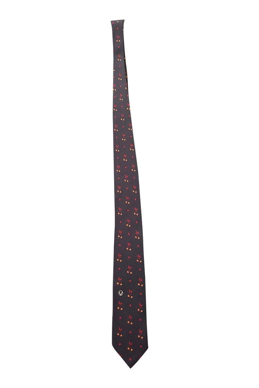 VALENTINO Vintage 100% Silk Black Berry Print Tie (55")